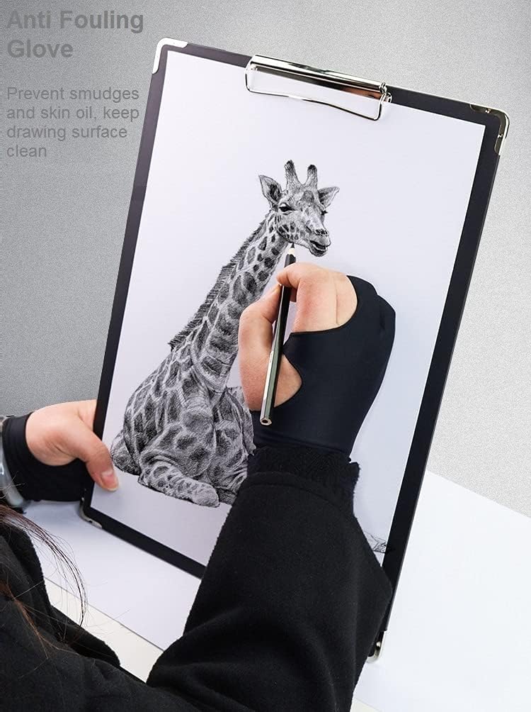 Drawing Glove, Digital Art Glove for Graphic Tablet, Artist Gloves with Two Fingers for iPad