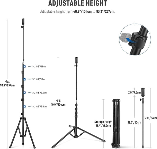 NEEWER 71" Phone Tripod Stand with Reversible Legs Flexible Arm 360° Ball Head Phone Holder & Remote, Portable Photography Light Stand Compatible with iPhone 16 15 Pro Max for Video Recording, TS06
