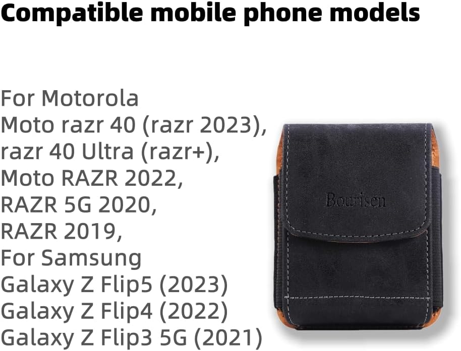 Universal Phone Holster Phone Pouch Case Belt Clip Belt Loops Card Slot Faux Leather for Man for Samsung Galaxy Z Flip 5/4/3 Motorola Razr Plus Razr+ 2023 (Black&Yellow, XS(3.7"x3.1"x1.1"))