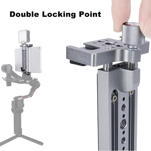 NICEYRIG Tablet Tripod Mount Aluminum Holder for iPad mini 8.3'' 7.9'', iPad Air, iPad Pro, 130mm - 223mm Adjustable Mounting Clamp with Double Locking Points, Quick Release Plate for Arca-style - 616