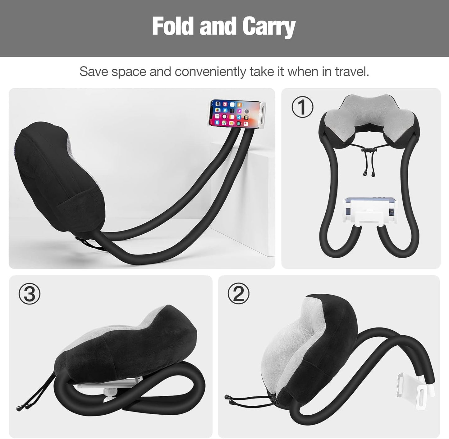 MoKo Neck Phone Holder, Lazy Gooseneck Phone Pillow Holder Bracket, 360° Rotate Phone Tablet Stand for 4"-11" Device, fits iPhone 16/Pro/Pro Max/Plus, iPhone 15/Pro/Pro Max/Plus, iPhone 14/Pro/Pro Max