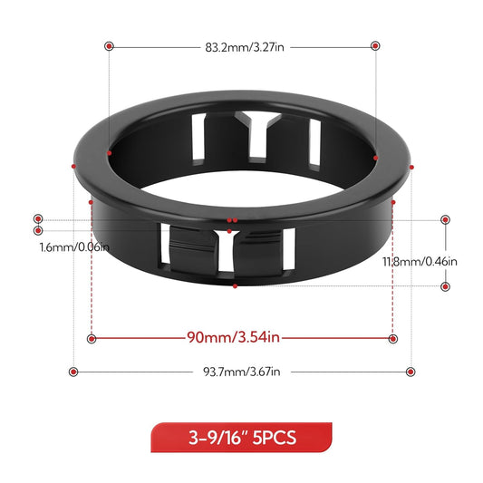 5PCS 3-9/16" Black Cable Snap Bushing Grommet, Snap in Cord Bushing Protect Cables