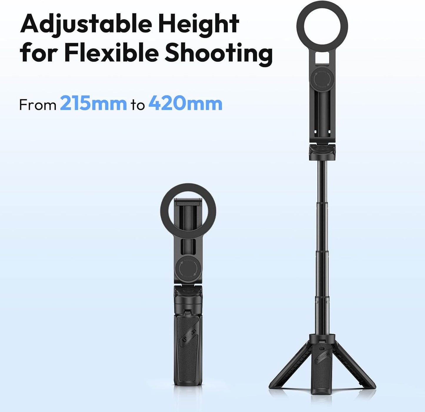ULANZI JJ03 Magnetic Tripod for Phone with Remote Control, 3-in-1 Selfie Stick Handle Grip 360° Rotation Extendable Stand for iPhone Android Phones