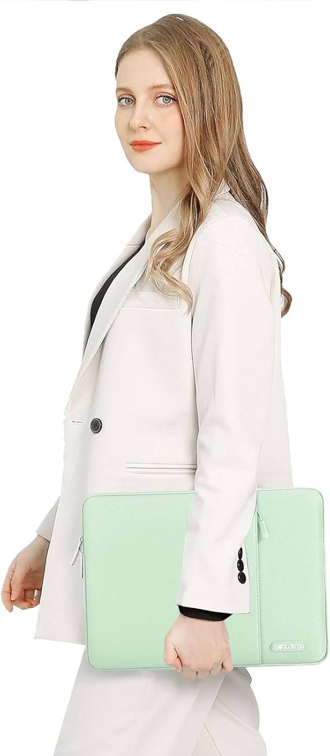 MOSISO Laptop Case 13 inch, 13 inch Laptop Sleeve Compatible with MacBook Air M4 M3 M2 M1 2025-2018 / Pro M2 M1 2025-2016, Polyester Vertical Computer Sleeve Bag with Pocket, Tea Green