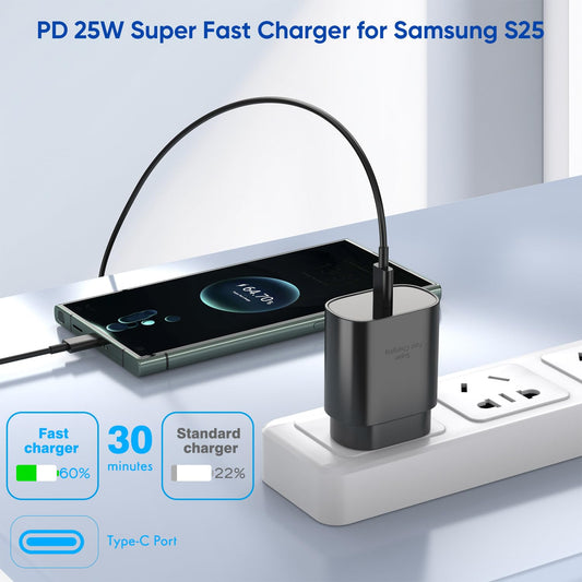 10FT Super Fast Charger Type C, 2Pack 25W USB C Wall Charge 10Foot Long Android Type C Charger Cable Fast Charging for Samsung Galaxy S25 Ultra/S25/S25+/S24+/S24 Ultra/S24/S24+/S23 Ultra/S22 Ultra/S21