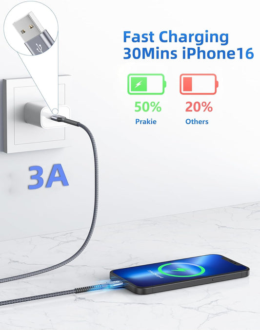 USB C Cable 10FT, 2Pack Long USB A to USB C Charger Cables, iPhone USBC Cable 3A Fast Charging Upgraded Extra Durable Braided USBC Cord Compatible with iPhone 16 15 Pro Max/Samsung Galaxy S23 and More