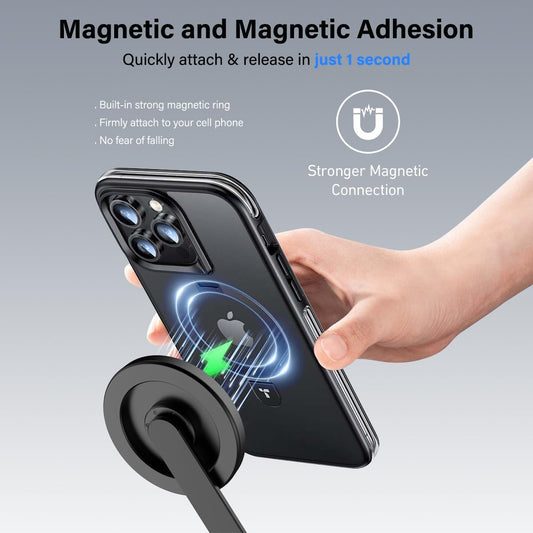 PHOPIK 35" Magnetic Selfie Stick Phone Tripod, Extendable Phone Tripod with Cold Shoe and Remote,Compatible with iPhone/Android/Sport Camera Perfect for Video Recording/Selfies/Insta360 x5(Black)