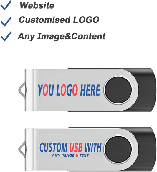Personalized Flash Drives 16GB, Wooolken Customizable USB 2.0 Thumb Drives 10/20/50/100 Pack, Logo Memory Stick Custom Flash Drive Engraved Logo (Mixcolors)