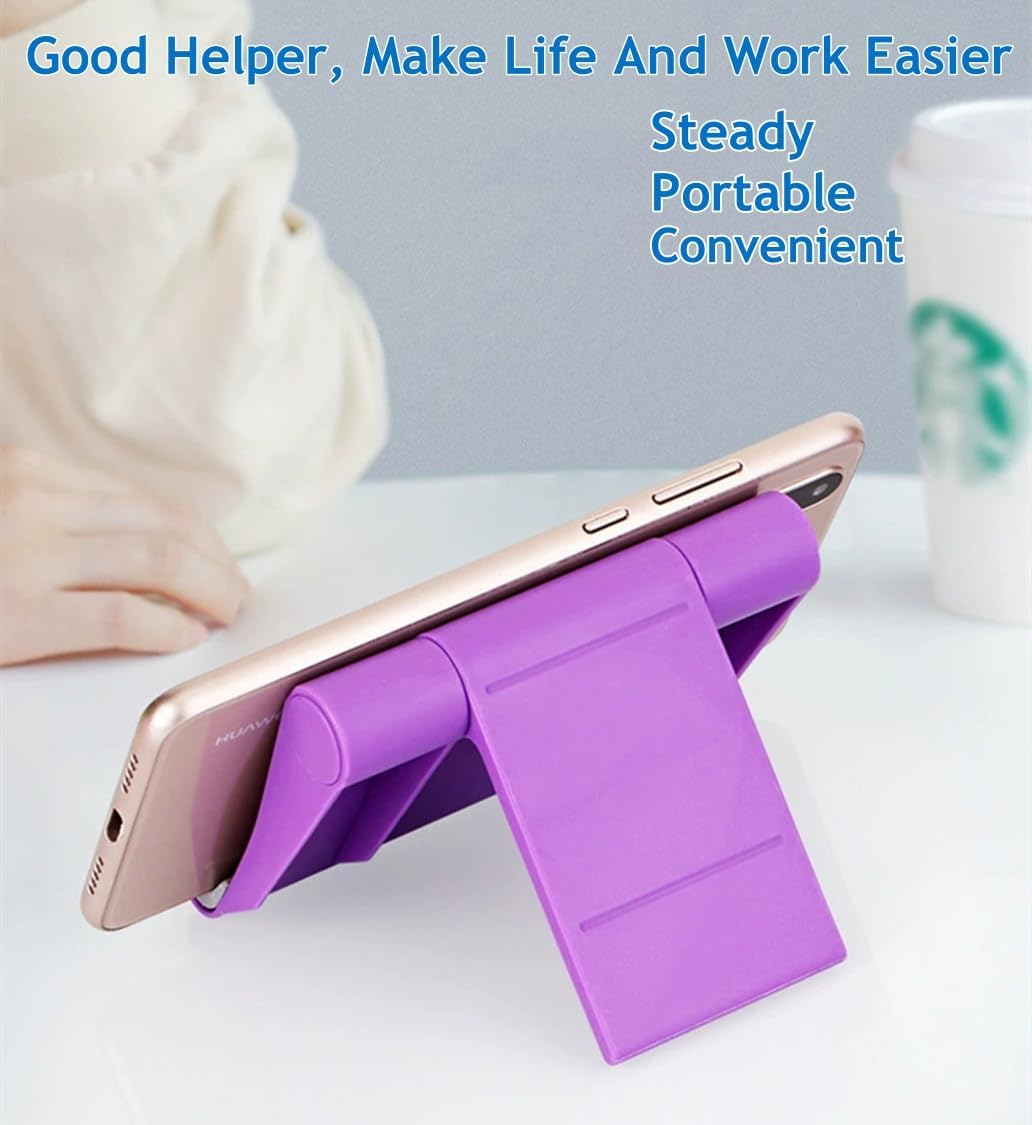 Portable Adjustable Cell Phone Stand, 2 Pack, Universal Fit for Desktop, Tablet, Compatible with Most Phones & Devices (Purple+Blue)