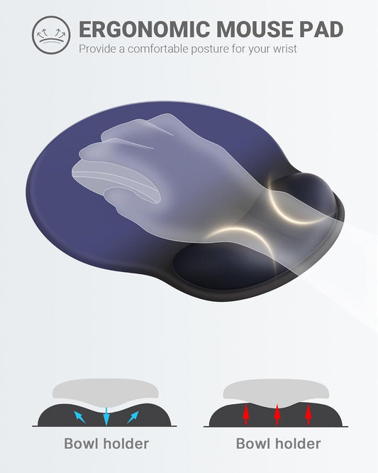 Ergonomic Mouse Pad Wrist Support, Comfortable Mouse Pad Wrist Rest, Relieve Wrist Pain Gel Mouse pad, Non-Slip Rubber Base Mousepad for Laptop, Computer(Gradient Klein Blue)