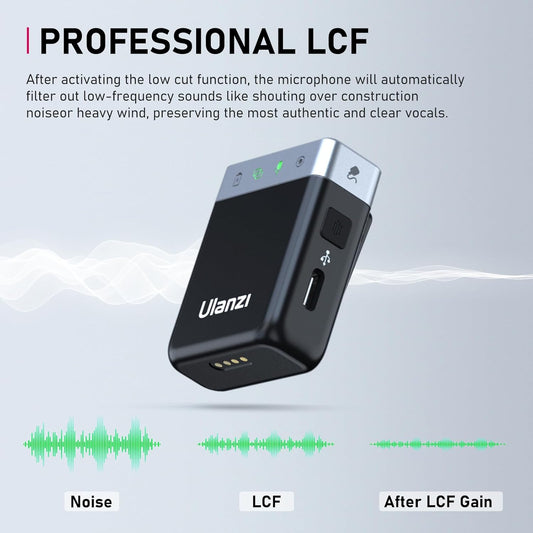 ULANZI AM18 Wireless Lavalier Microphone, Compact Mini Lapel Mic with 200m/656ft Range, Noise Cancellation, 20H Battery for DSLR Cameras, iPhone, Android, Live Streaming, Video