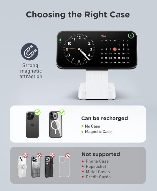 3 in 1 Magnetic Wireless for iPhone Charging Station: Foldable Portable Charger for iPhone 16-12 Pro Max & Apple Watch & AirPods, for Apple Multiple Devices Charger for Home,Office&Travel