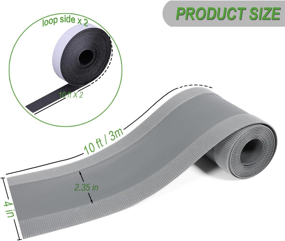 Floor Cable Covers - 10ft Oxford Fabric Cord Protector with Adhesive Hook & Loop,Waterproof Wire Storage Sleeve for Any Floor Surface,Durable Cable Management to Prevent Tripping Hazards (Gray, 10ft)