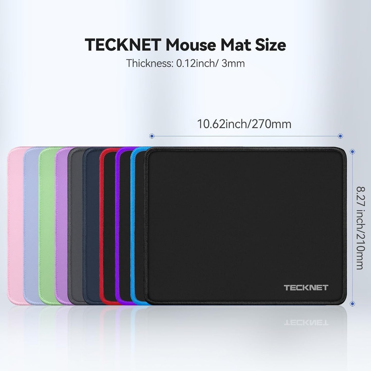 TECKNET Mouse Pad with Anti-fray Stitching, Waterproof Surface & Non-Slip Rubber Base with Stitched Edges Gaming Mouse Mat for Laptop,Compatible with Laser and Optical Mice - LT.Green