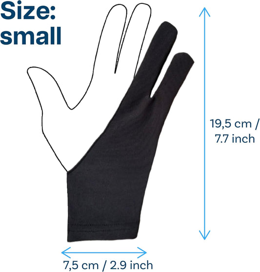 MMOBIEL Drawing Glove for Digital Tablet and Sketching Model A 2-Finger Palm Rejection Artist Glove – Small Size – Right and Left Hand Use