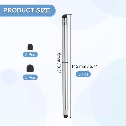 PATIKIL 5 Pcs Stylus Pens for Touch Screens, 2 in 1 High Sensitivity Universal Pen Capacitive Stylus for Phone Tablets Laptop Touch Screen Devices, Silver