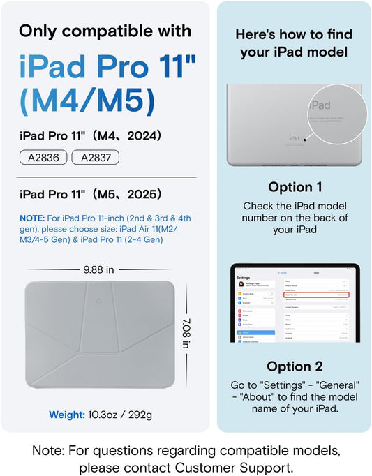 MOFT Dynamic Folio Case for iPad Pro 11- inch (M5 2025 / M4 2024), Silm Magnetic Stand Case with 20+ Viewing Angles, Auto Wake/Sleep, Ultra Thin, Cement x Sapphire