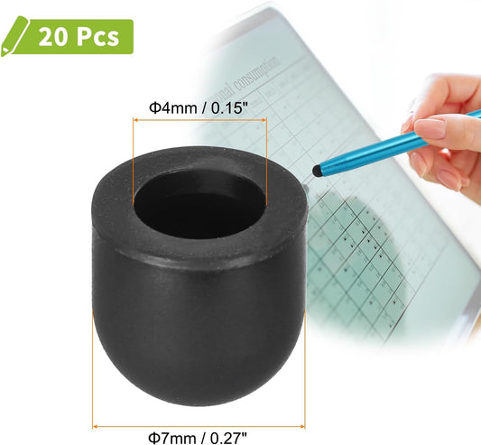 MECCANIXITY 20Pcs Replacement Stylus Pen Tips 7mm Conductive Capacitive Touch Screen Pens Tips Silicone Rubber, Black