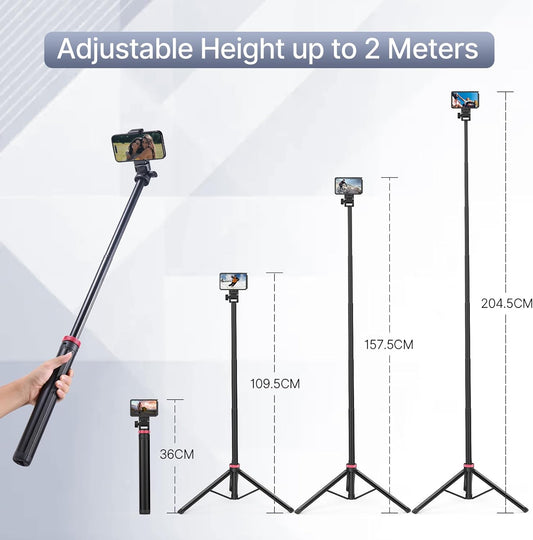 ULANZI MT-79 Extendable Tripod Aluminum, 81" Portable Adjustable Light Stand with 1/4" Screw, 360° Ball Head Camera Phone Tripod for Camera Video Light Smartphone, Lightweight for Travel