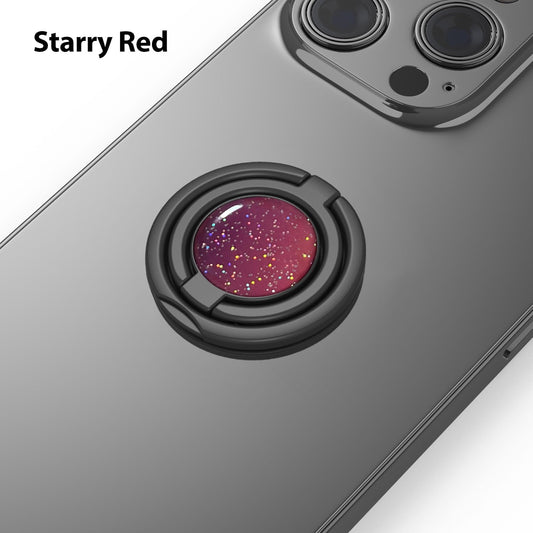 Phone Grip, Phone Ring Holder Finger Kickstand, Foldable & Adjustable Double Metal Cell Phone Rings Gripper Stand for iPhone Samsung &Other Phones - Sparkle Red