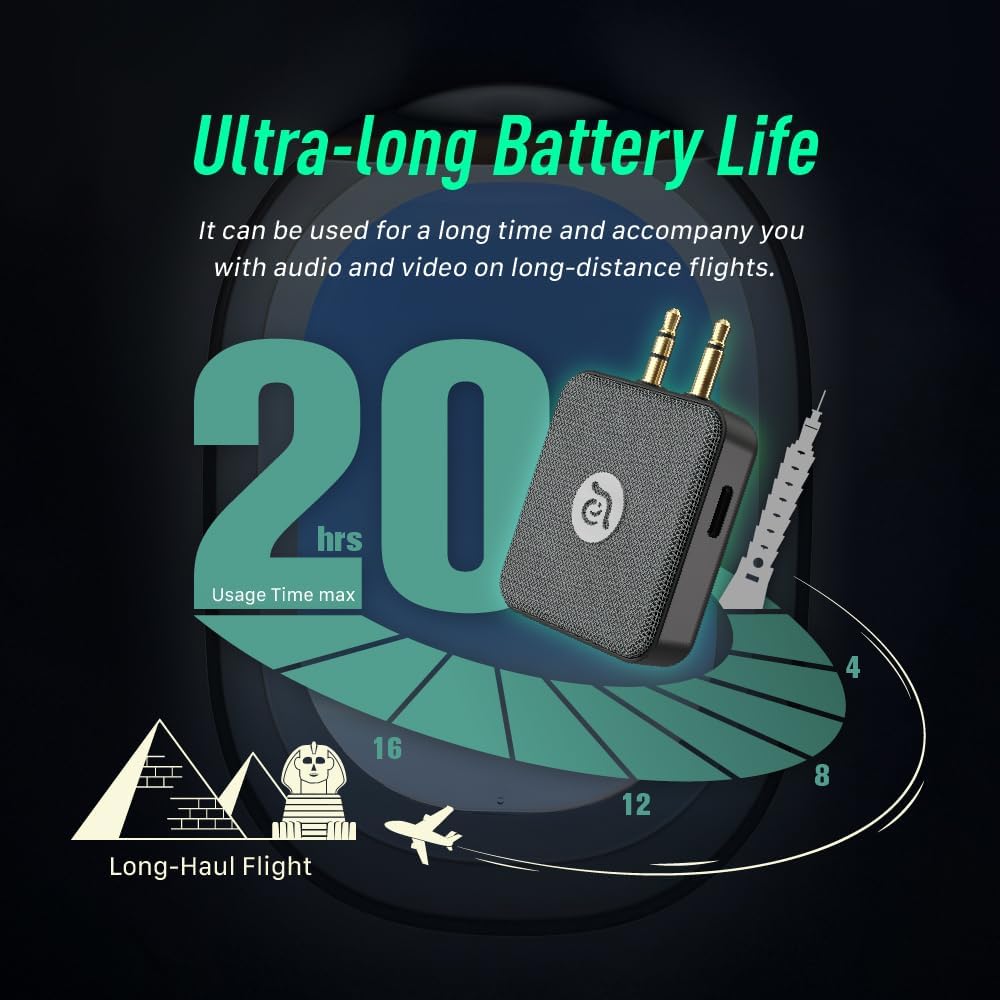 ADAM elements EVE II Bluetooth Transmitter + Receiver - Wireless Audio Adapter w/Foldable Dual 3.5 mm AUX Plug for Nintendo Switch, TV, Home/Car Stereo, Airline in-Flight Systems