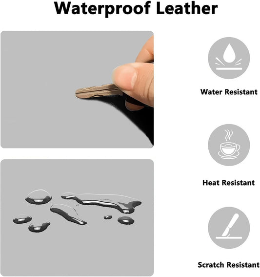 PU Leather Desk Pad Protector Gaming Mouse Pad Non Slip Desk Mat for Keyboard and Mouse Waterproof Desk Writing Pad for Office and Home Desk Accessories(Gray, 23.6 * 11.8)