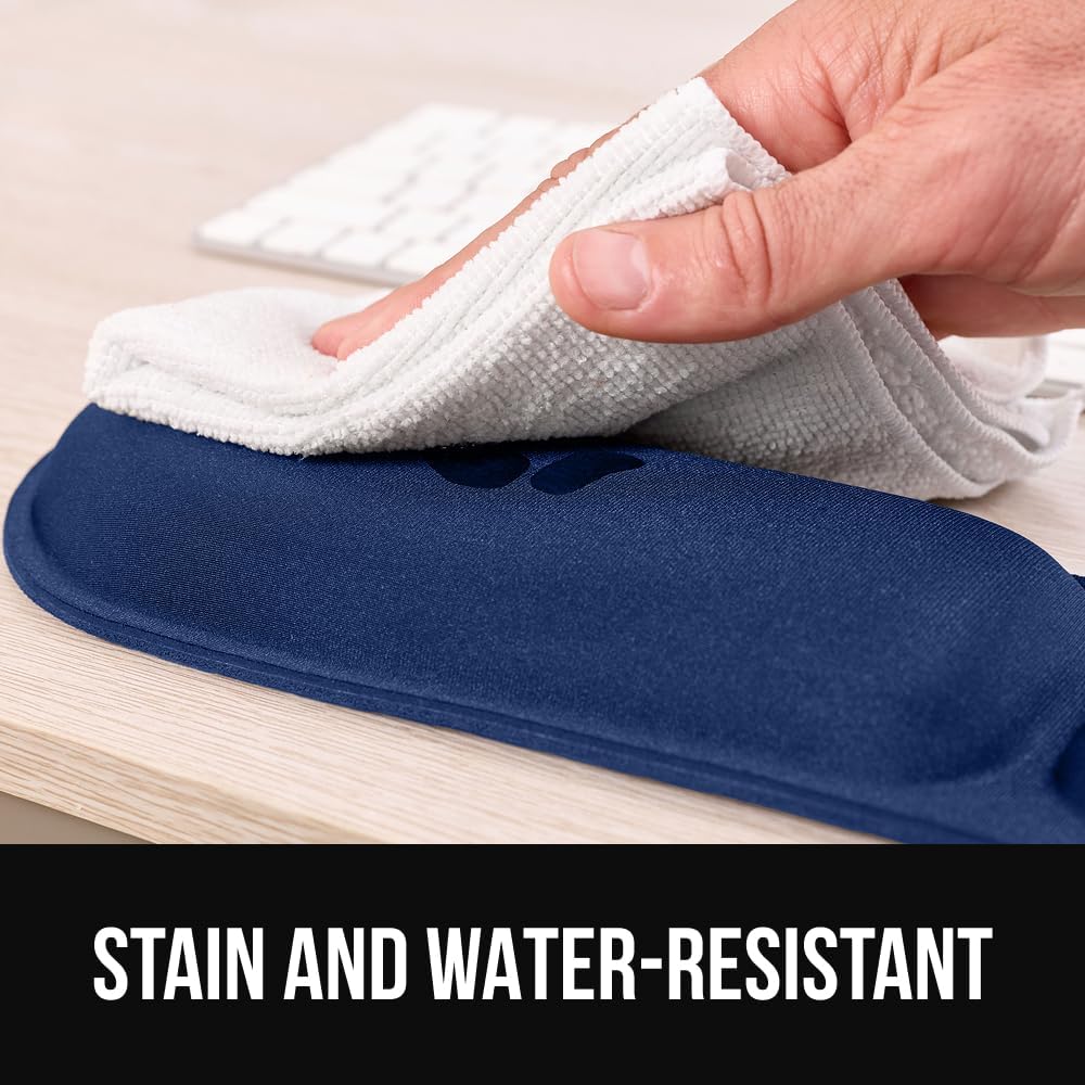 GORILLA GRIP Silky Gel Memory Foam Keyboard Wrist Rest for Computer and Mouse Pad, Ergonomic Design Typing Support, Desk Office Supplies, Hand & Arm Mousepad Cushion and Coaster 3 Piece Set Navy Blue