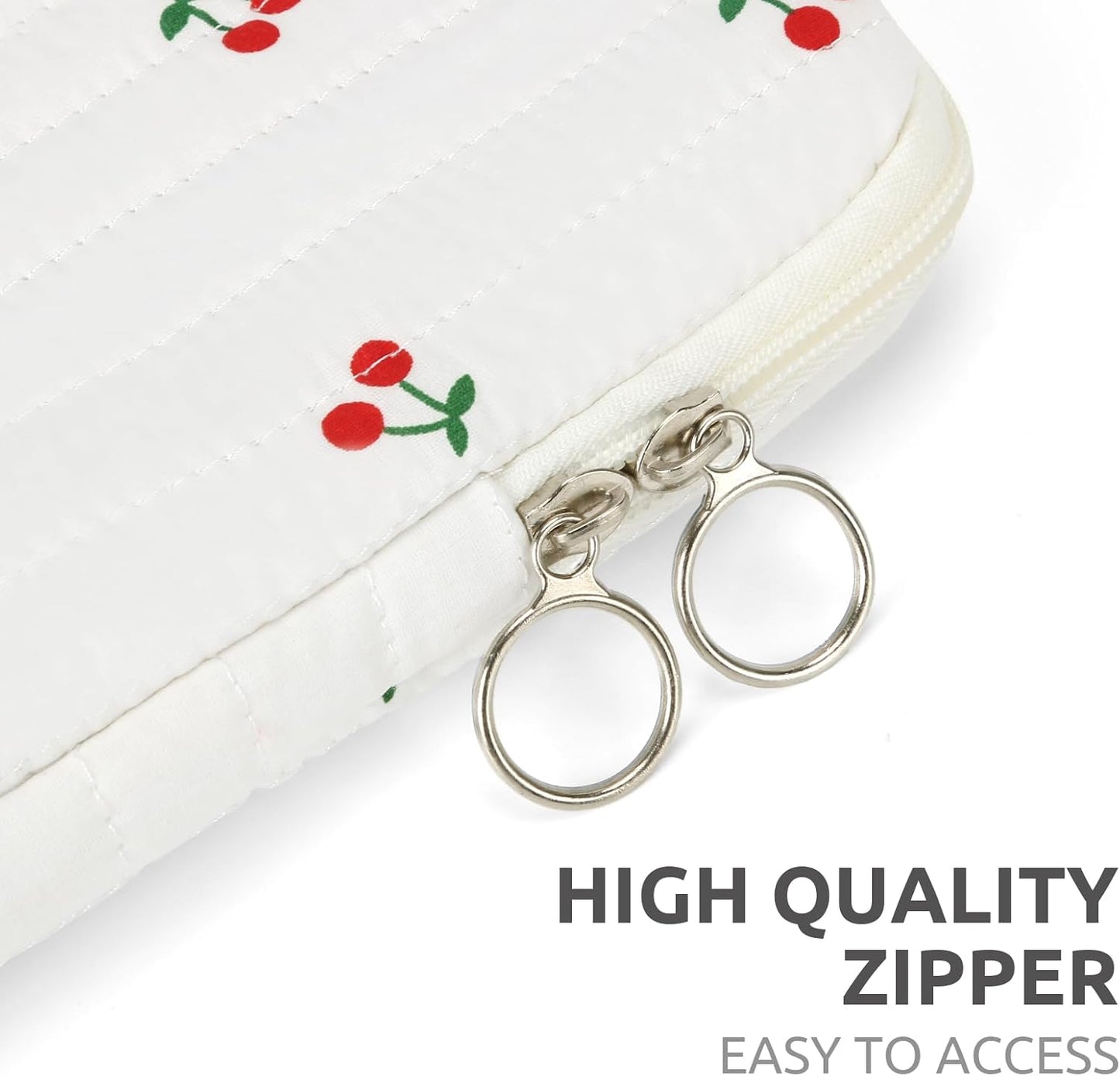 Puffy Laptop Sleeve 13-15.6 Inch Cute Quilted Laptop Protective Case Padded Floral Computer Sleeve for MacBook (B-Cherry, 15 Inch)