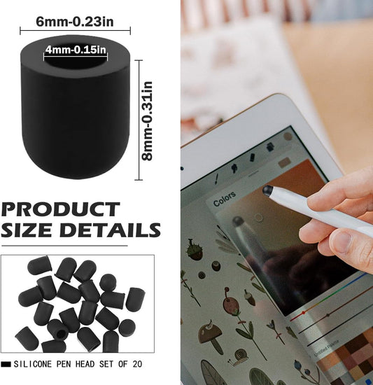 20 Pieces Replacement Tips Touch Screen Pens Tips Silicone Rubber for Touch Pen (Outer Diameter 6mm, Inner Diameter 4mm)