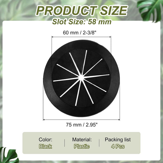 PATIKIL Desk Grommet 2-3/8", 4 Pcs Round Cable Grommet Cord Hole Cover with Adhesive Tape Flexible Table Wire Organizer for Office Home Table Countertop, Black