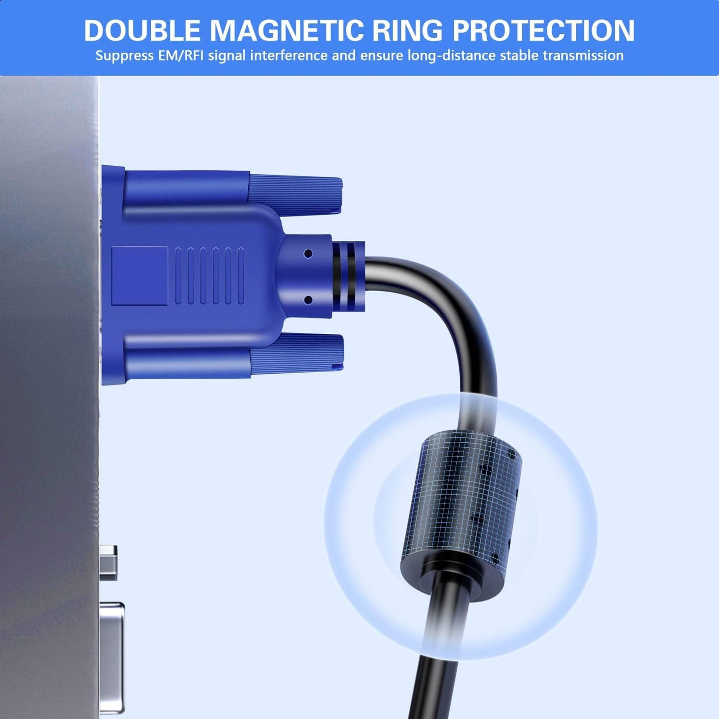 VGA to VGA Monitor Cable 15 Pin Male to Male Computer Cord Support 1080P Full HD for Laptop TV Projector - 6 Feet(10 Pack)