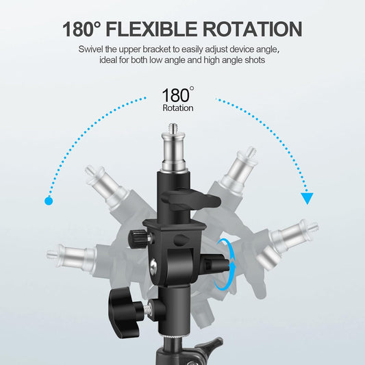 WELLMAKING U-Shape Camera Flash 180°Swivel Mount Bracket with Standard 1/4 to 3/8 inch Metal Male Screw Spigot Stud Compatible for Umbrella Softbox Reflector Holder Stand for Video Light Studio Light