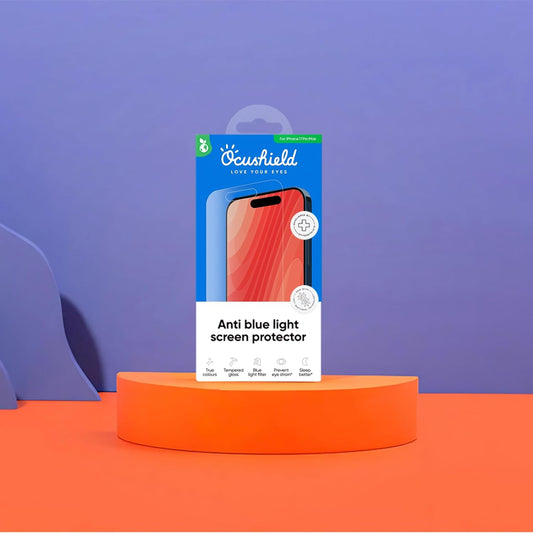 Ocushield Screen Protector for iPhone 17 Pro Max – Blue Light Tempered Glass, Blue Light Filter, 95% Transparency, Bubble-Free Install, Scratch-Resistant, Case Friendly