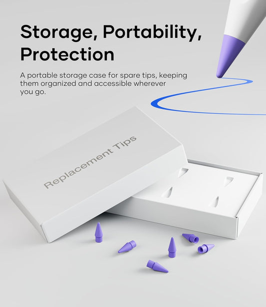 Replacement Pencil Tips for Apple Pencil Pro, Pen Tips for Apple Pencil 2nd Gen/1st Gen/USB-C, Wear-Resisting Pencil Nibs with Storage Box, Pen Nibs Set Compatible with Apple Pen (6 Pack, Purple)