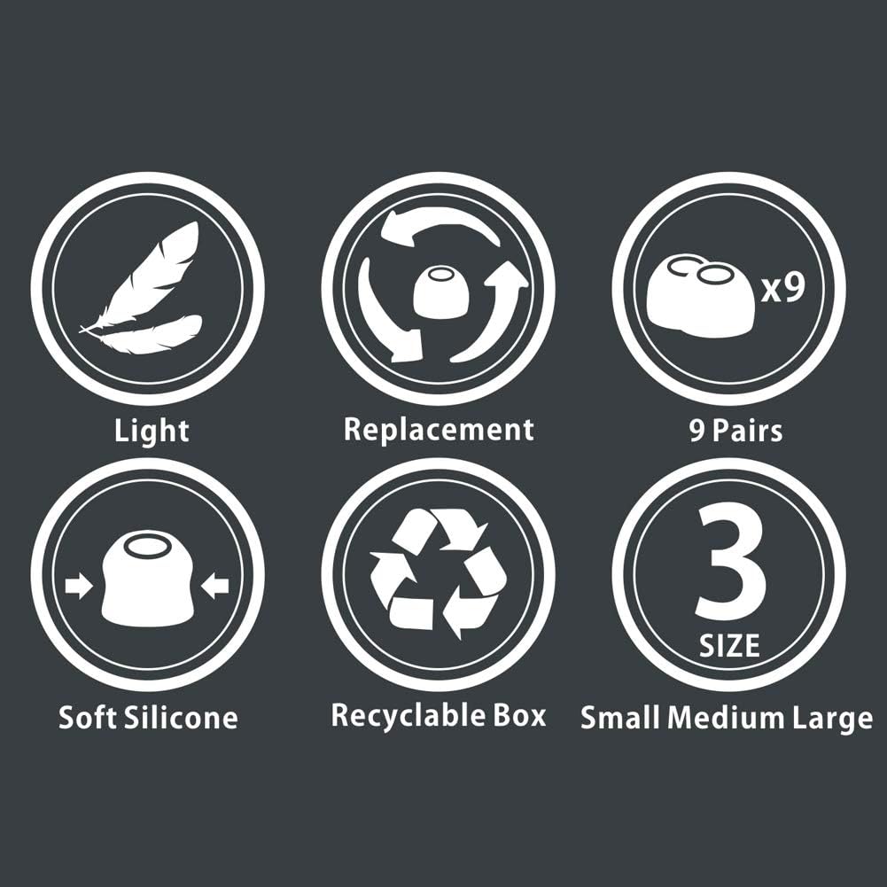 Earbud Tips Earbuds Replacement Tips Ear Tips Earbuds Eartips Eargels 9 Pairs SML