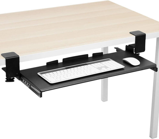 Mount-It! Clamp Keyboard Tray - Ergonomic Under Desk Pull Out Keyboard and Mouse Platform with No-Drill Easy Installation - Slides Under Desk Increase Space - 27 Inch Wide