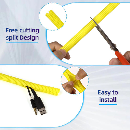 Split Wire Loom Tubing, 10,25ft Cord Protectors from Pets No Chew, Flexible Wire Covers Cord Protectors, Protective Split Cable Sleeve for Automotive Home Industrial Wires(Yellow, 0.46inch-25ft)