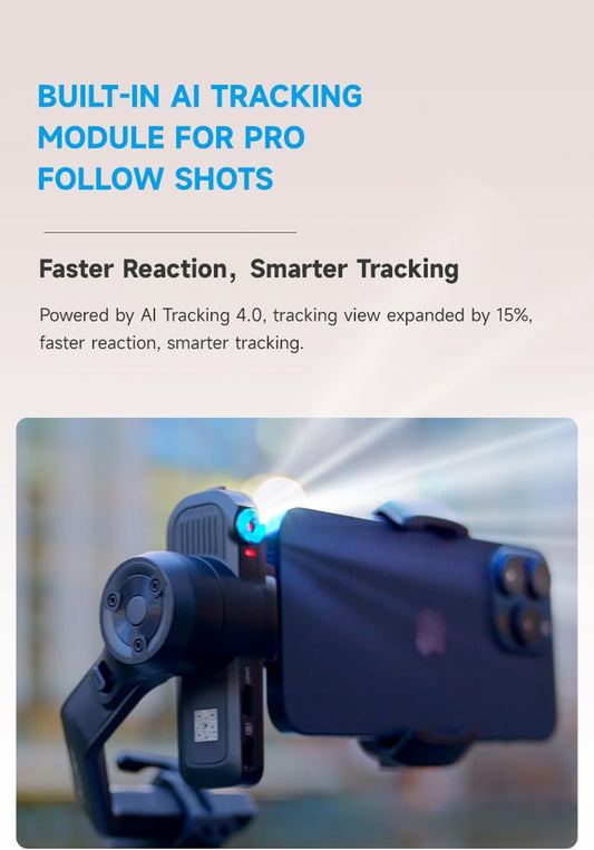 FeiyuTech SCORP Mini 3 Gimbal Stabilizer for Smartphone, Built-in AI Tracking Module & Cooling Fan, 2KG Payload 3-Axis Phone Gimbal with Integrated Grip Design, Gimbal Stabilizer for iPhone & Android