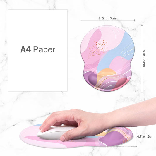 ITNRSIIET Ergonomic Mouse Pad with Gel Wrist Support Small Wrist Rest Smooth Surface Non-Slip PU Base Comfortable Office Supplies Pain Relief, 8.7 x 7.2 inches, Art Style Pattern