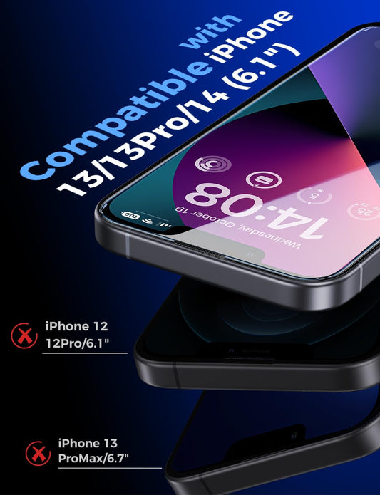 MAGIC JOHN 2 Pack for iPhone 13/14& iPhone 13 Pro 6.1 inch Tempered Glass Screen Protector, Auto Dust-Elimination, Bubble Free, HD Clear, Easy Installation