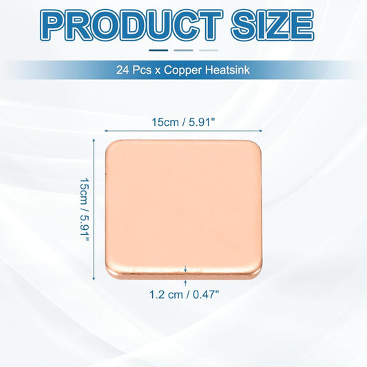 PATIKIL Copper Heatsink Pad Shims, 24 Pcs 15x15x1.2mm Copper Pad Shim IC Chipset GPU CPU Thermal Heatsink for Cooling Laptop Desktop Computer
