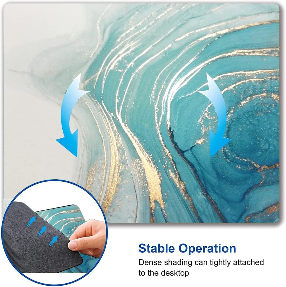 Mouse Pad, Marble Mouse Pad, Square Premium-Textured Mouse Mat Waterproof Non-Slip Rubber Base Computer Mousepads for Office Laptop Desk, Blue Marbling