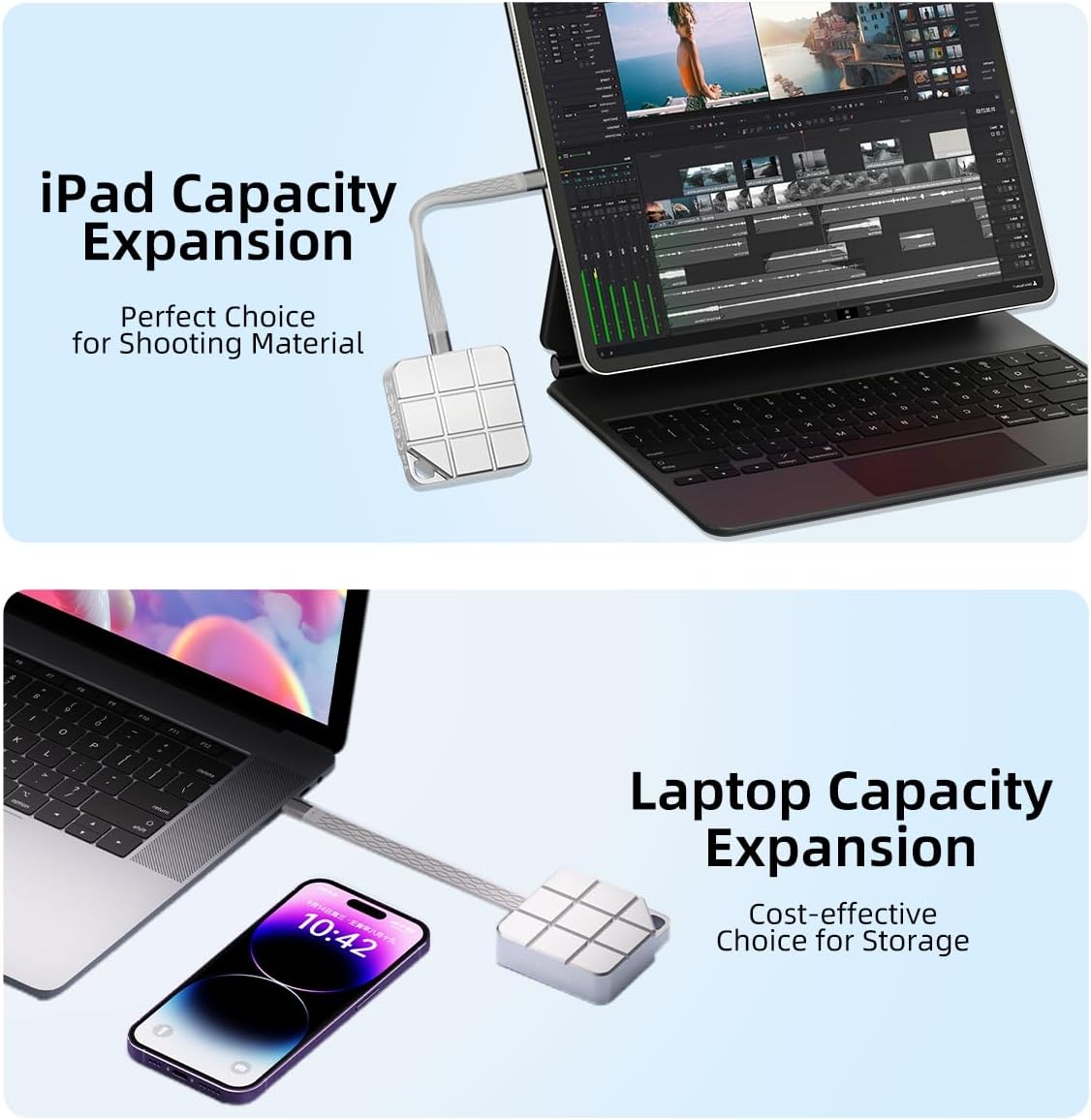 MAIWO 1TB Portable External Solid State Drive Build-in M.2 2230 PCIe NVMe SSD, USB C 3.2 Up to 1050MB/s, Mini Cute PSSD for iPhone 15 16 Pro Max MacBook Pro Air, Aluminum (Silver)