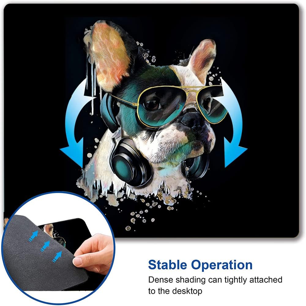 Square Mouse Pad, Colorful Stylish Bulldog Mouse Pad, Mouse Mat Square Waterproof Mouse Pads Non-Slip Rubber Base MousePads for Office Laptop