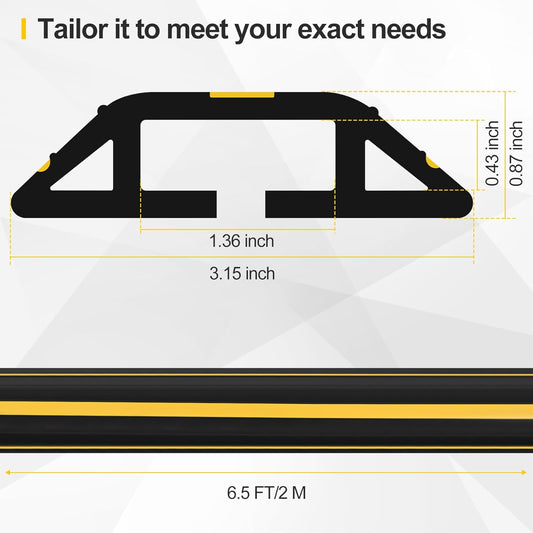 Floor Cord Cover 6.5Ft Heavy Duty PVC Floor Cable Protector Electric Cord Hider Cable Management Floor Strip Extension Cord Covers Cable Raceway for Wires on Floor Inner Channel 1.36" W x 0.43" H