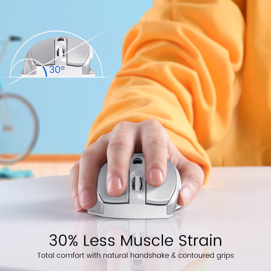 D-09 Wireless Mouse for Laptop - Ergonomic Plus Computer USB Cordless Mice, Ergo Grips, Lightspeed 5-Level 2400 DPI, 16 Months Battery Life, Portable for PC Mac Chromebook, 6 Button, Mithril