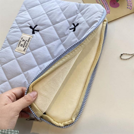 Cute Bow Graphic Carrying Laptop Bag Y2K Preppy Laptop Sleeve Case Bag Kawaii Pad Computer Protect Case Pouch (13-14 inch,Blue)