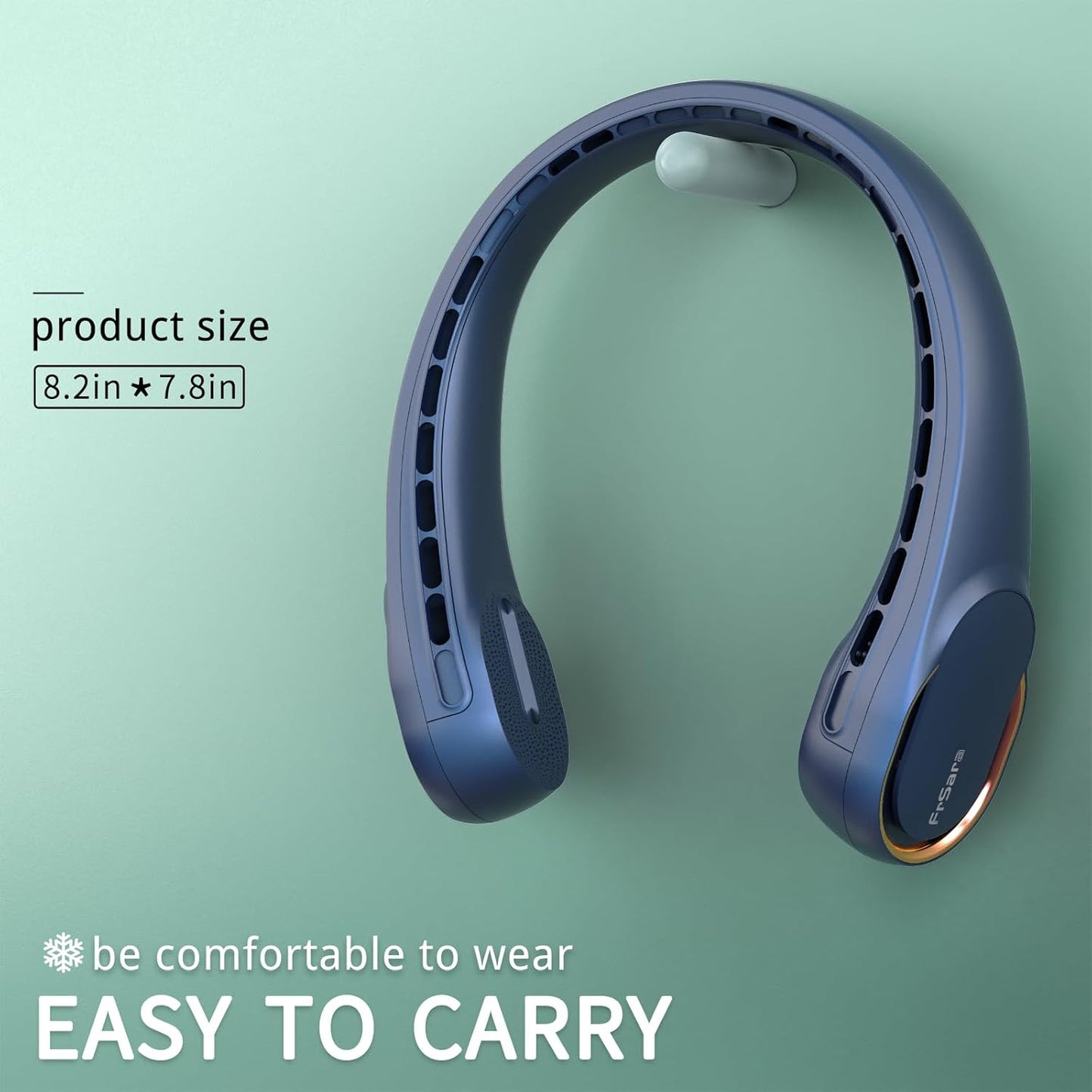 FrSara Neck Fan, Portable Personal Fan Strong Wind, 5200mAh, Air Volume,360° Cooling, No Hair Twisting, Air Volume On 2 Sides, Non-Slip, Quick Charge, Long Use Time, Birthday Gift for Women, Dad, Men