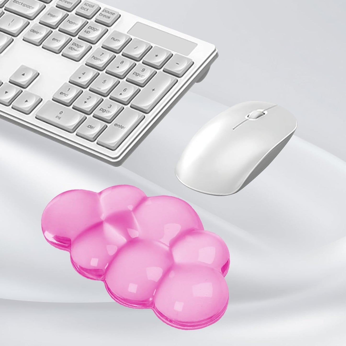 Gel Cloud Mouse Wrist Rest, Cute Wrist Support and Arm Support for Mouse Rest Typing Pain Relief,Suitable for Office/Computer/Laptop/Gaming (Transparent Pink)