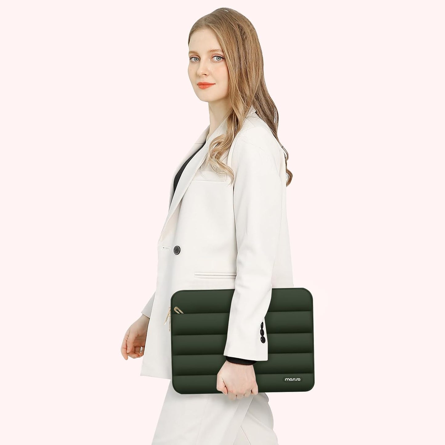 MOSISO 15-15.6 inch Laptop Case, 16 inch Puffy Laptop Sleeve Compatible with MacBook Pro 16, HP Dell ASUS Acer Toshiba Lenovo Notebook Computer, Polyester Horizontal Bag with Small Case, Army Green